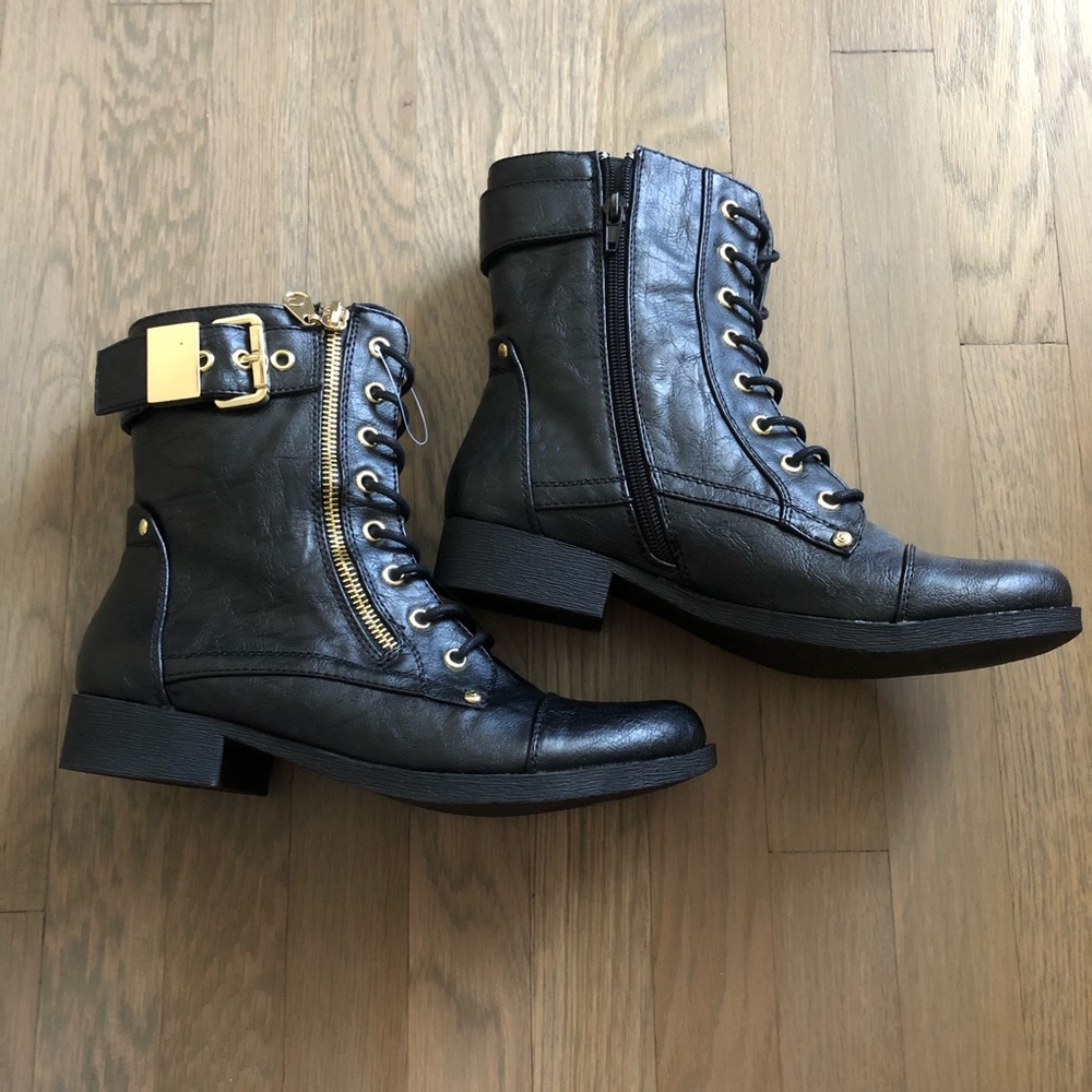 Black with gold embellishment G by Guess boots